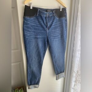 Judy Blue Maternity Cropped Jeans 15 / 32 Skinny Fit Raw Hem Stretch Waist Ankle